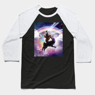 Laser Eyes Space Cat Riding Sloth Llama - Rainbow Baseball T-Shirt